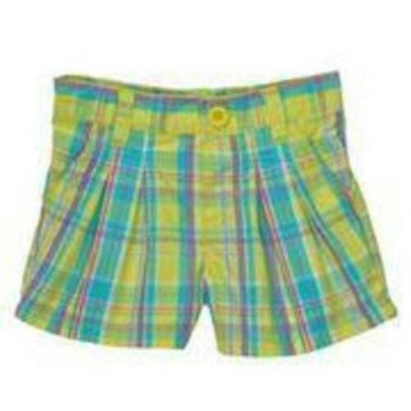*Shorts Carters sz 5 Green Purple Blue Plaid Knit Cotton Summer Girls - Picture 1 of 2